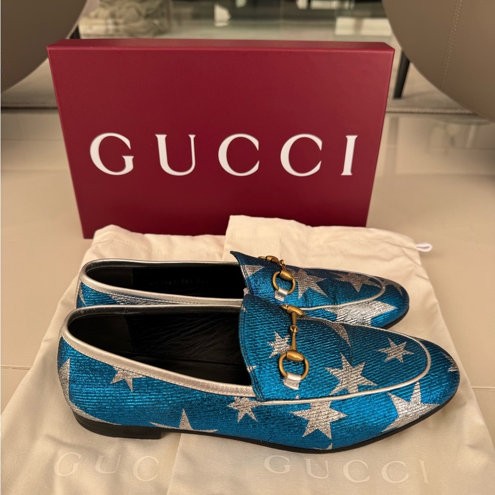 Gucci Jordaan Metallic Loafers
